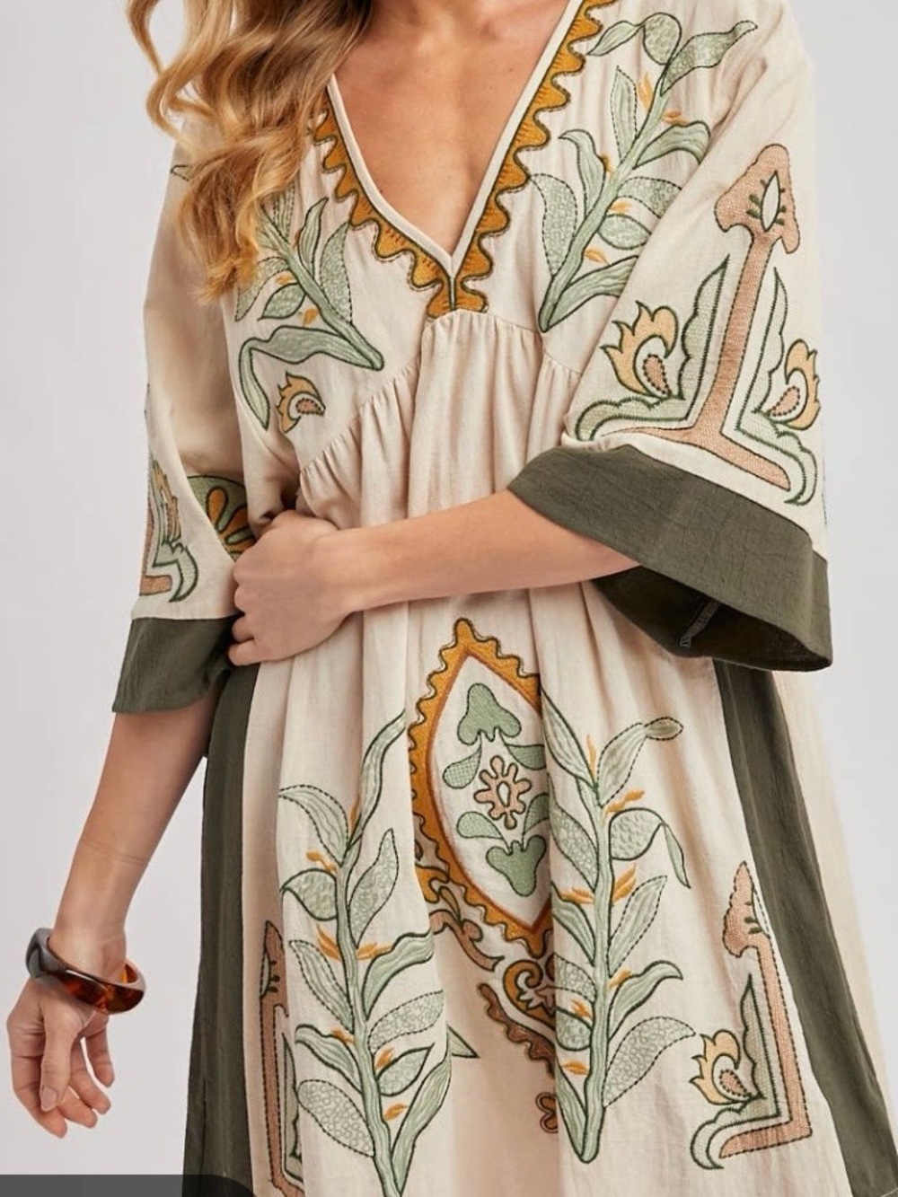 Ververet Boho Embroidered V-Neck Peasant Top